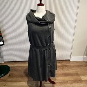FERVOUR Women's Gray Button Front Details Sleeveless Dress